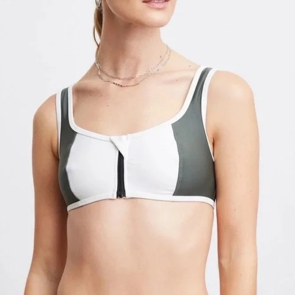Bandier x Solid & Striped Women's Olive and White Swim Top